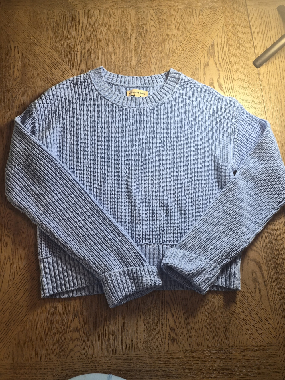 Lucky Brand Light Blue Cropped Knit Sweater - Women